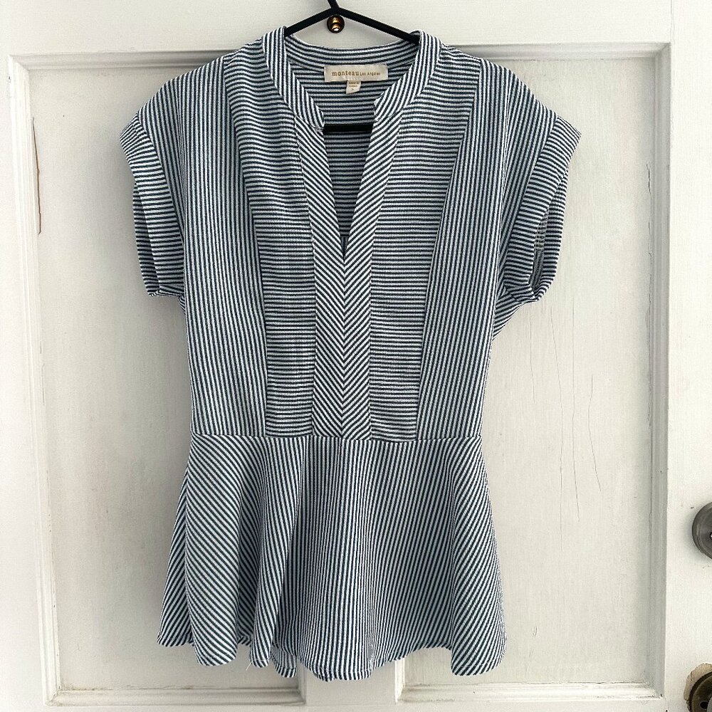 Monteau Blue/White striped Shirt S